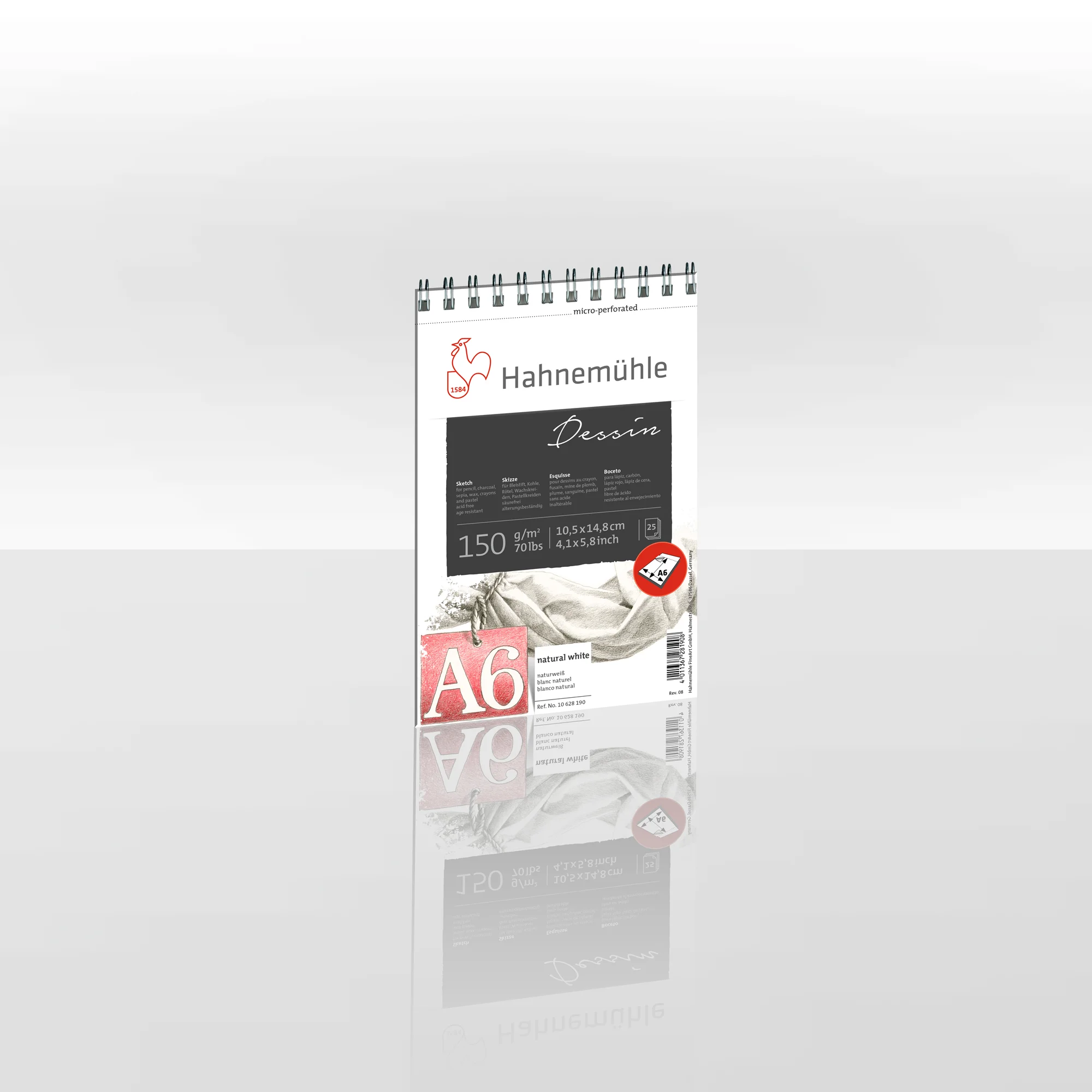 Dessin, 150g, Bloc spiralé micro-peforé, A6, 25 F – Hahnemühle