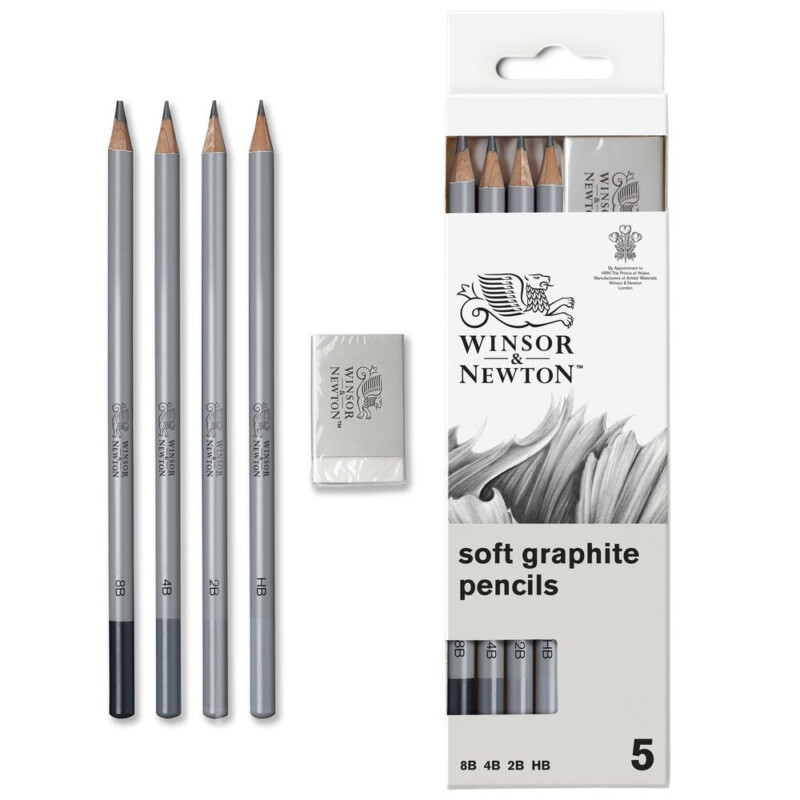 884955064818-boite-metal-de-4-crayons-graphite-gomme-crayons-graphite-et-fusain Blister de 4 crayons graphite + gomme Winsor & Newton