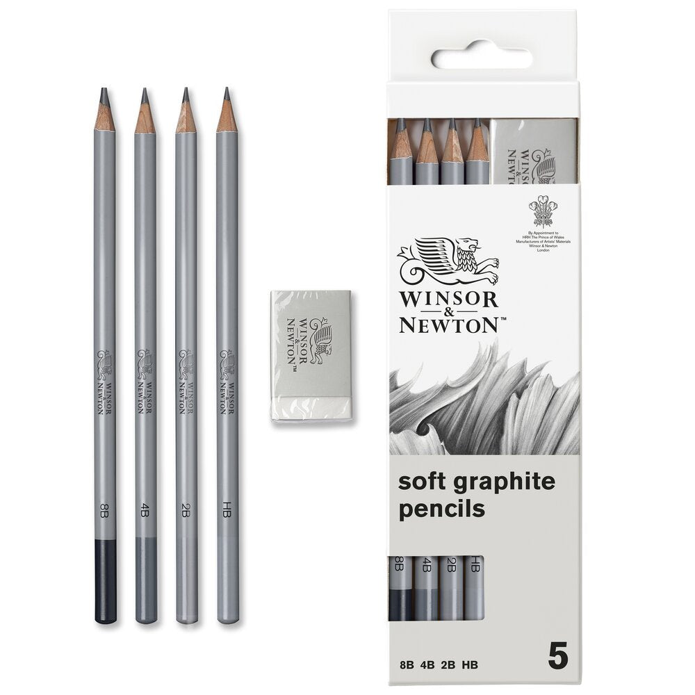 blister de 4 crayons graphite + gomme Winsor & Newton